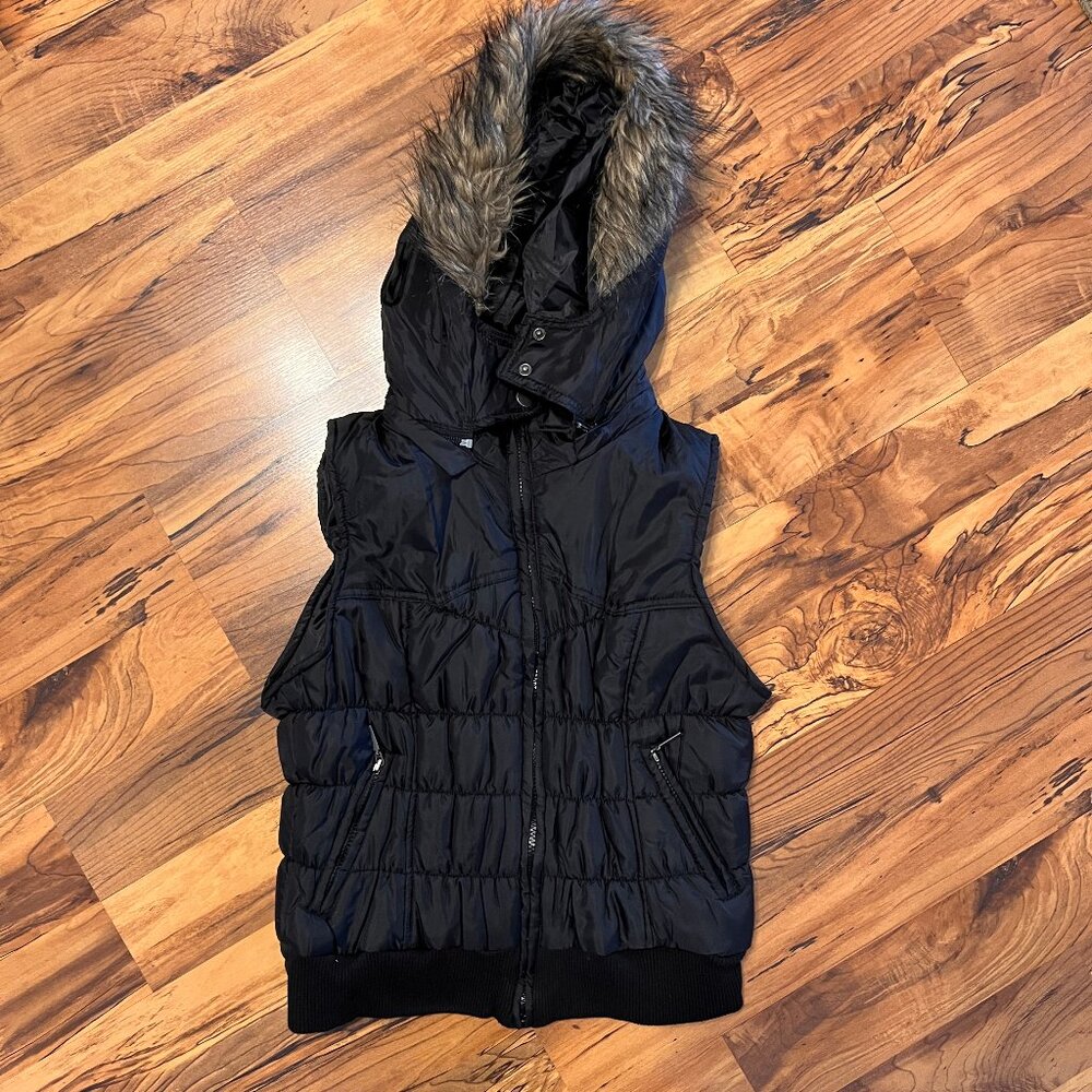 Womens Bongo Black Hooded Vest Size Juniors XL
